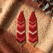 Crimson fringe beaded earrings Miyuki beadwork - NoonJ Nation