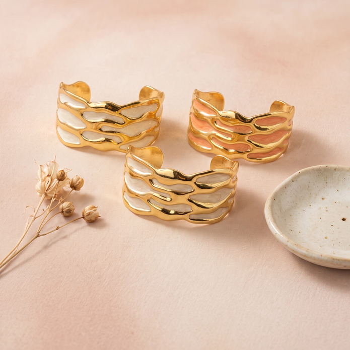 Lattice enamel cuff bracelet Nude - NoonJ Nation