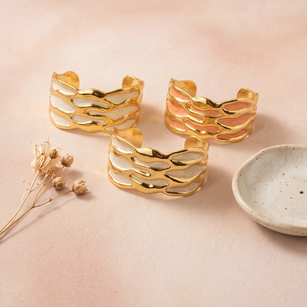 Lattice enamel cuff bracelet Nude - NoonJ Nation