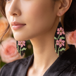 Midnight Bloom – Handwoven Fringe Earrings