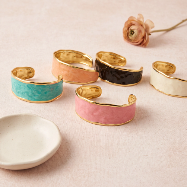Solid enamel cuff bracelet Pink - NoonJ Nation