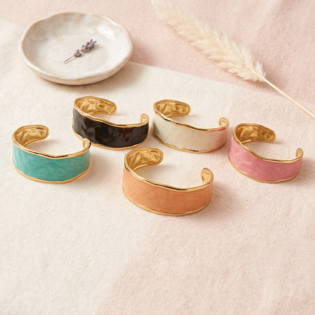 Solid enamel cuff bracelet Peach - NoonJ Nation