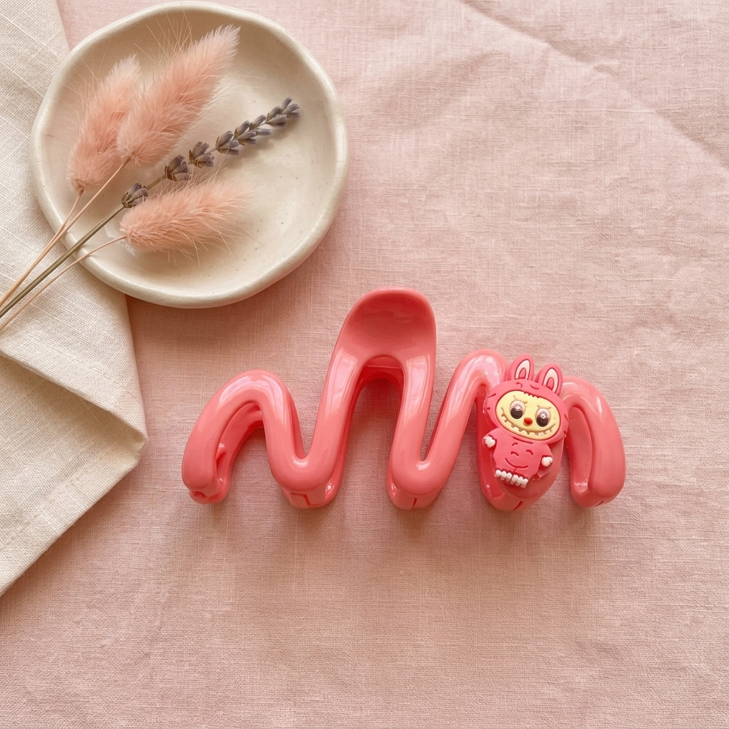 Wave claw clip Pink monster charm - NoonJ Nation