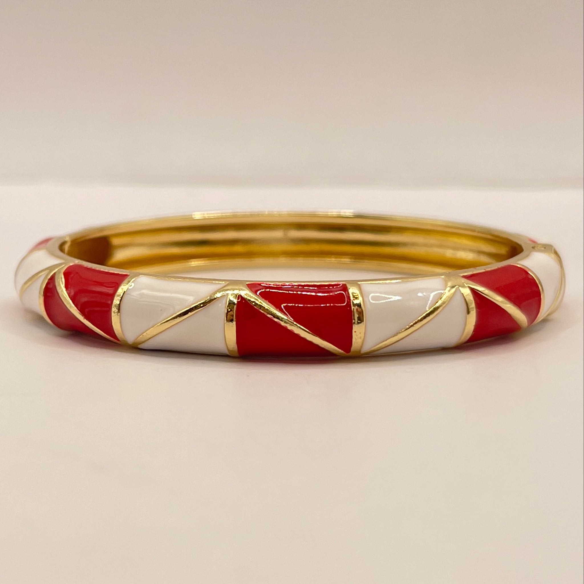 Crimson Diagonal Enamel Bangle
