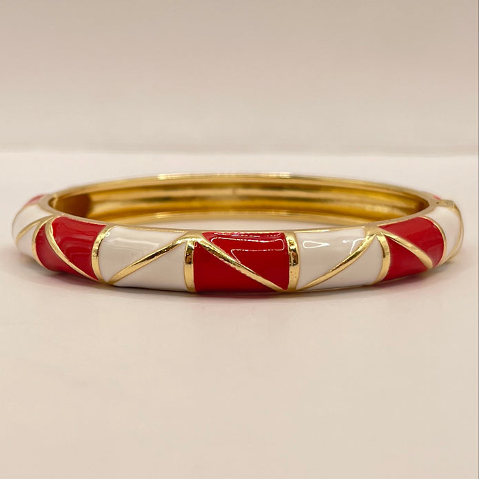 Crimson Diagonal Enamel Bangle