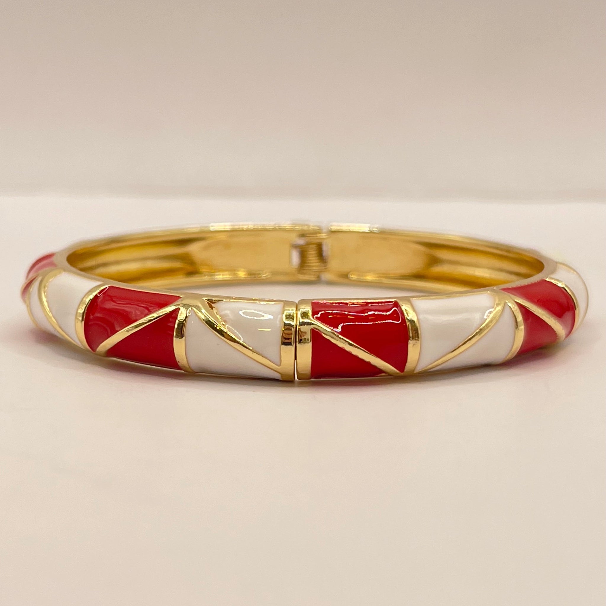 Crimson Diagonal Enamel Bangle