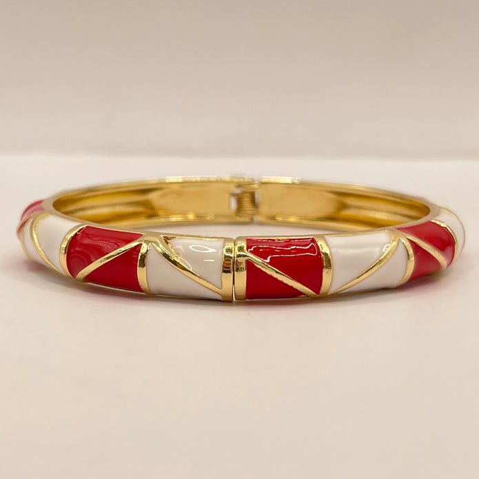 Crimson Diagonal Enamel Bangle