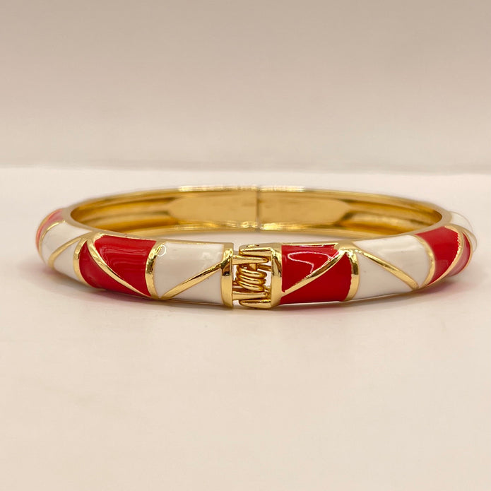 Crimson Diagonal Enamel Bangle