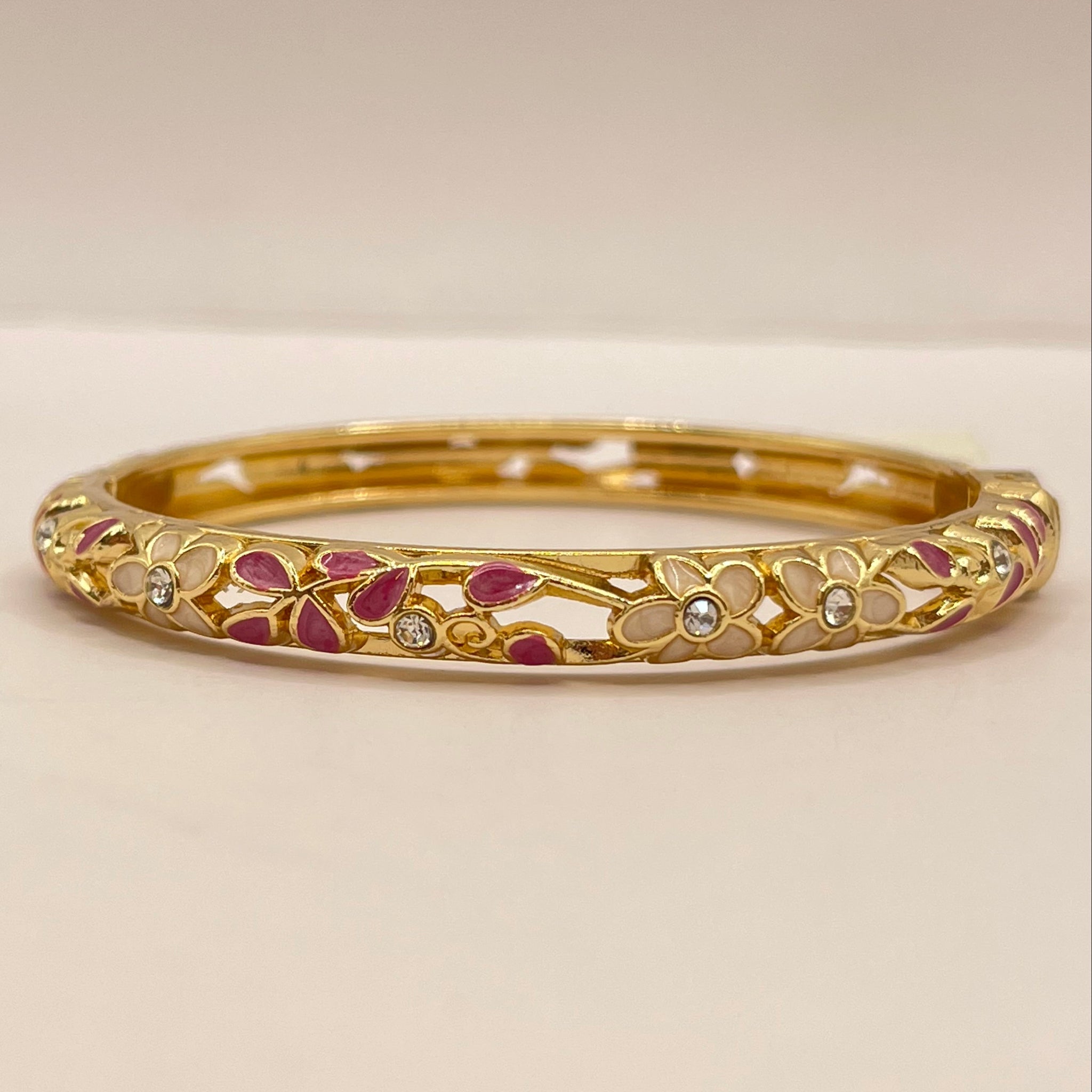Filigree Rose Crystal Bangle