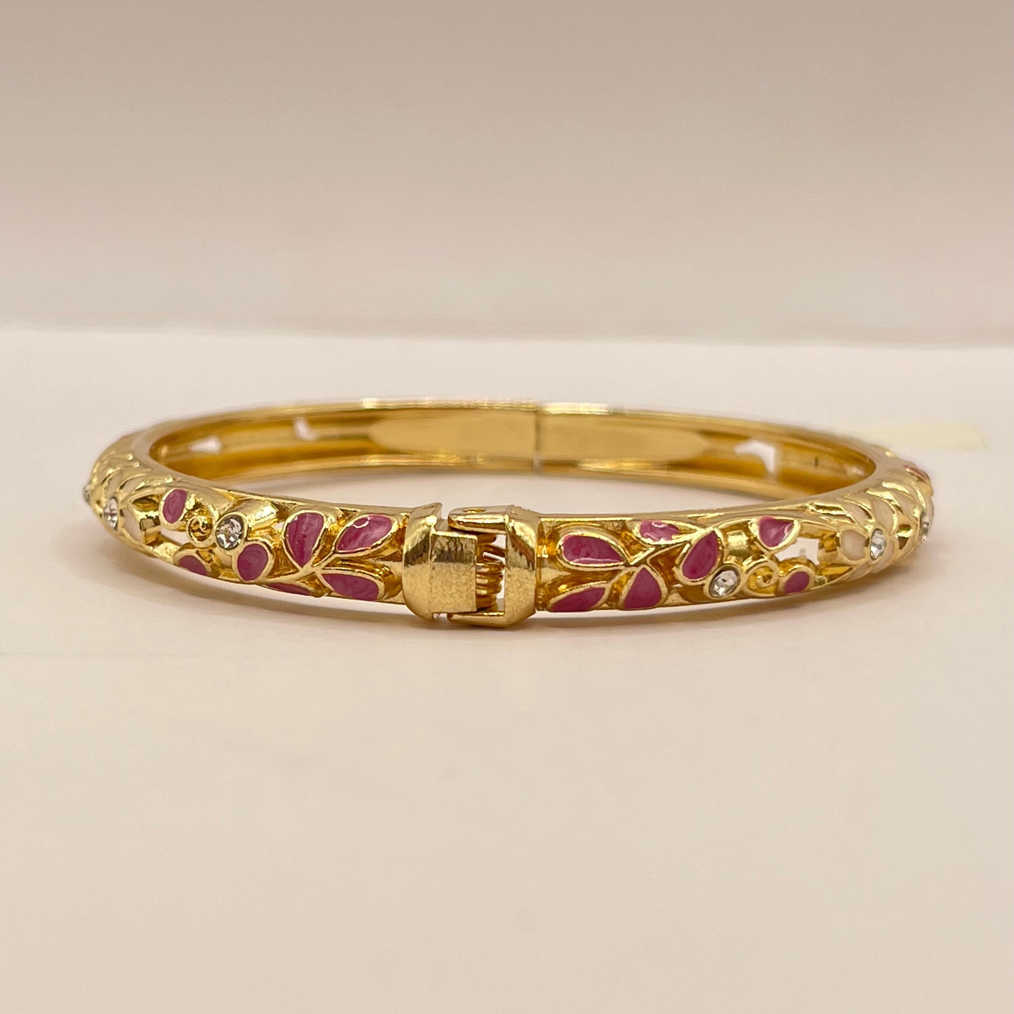 Filigree Rose Crystal Bangle