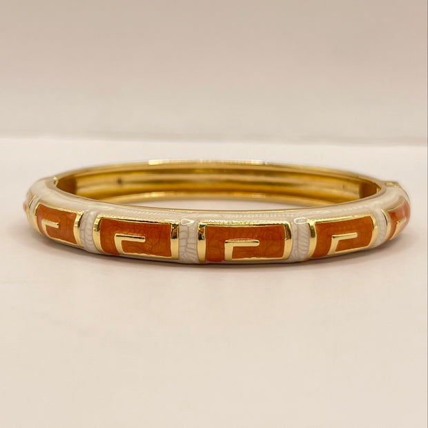 Greek Key Enamel Bangle