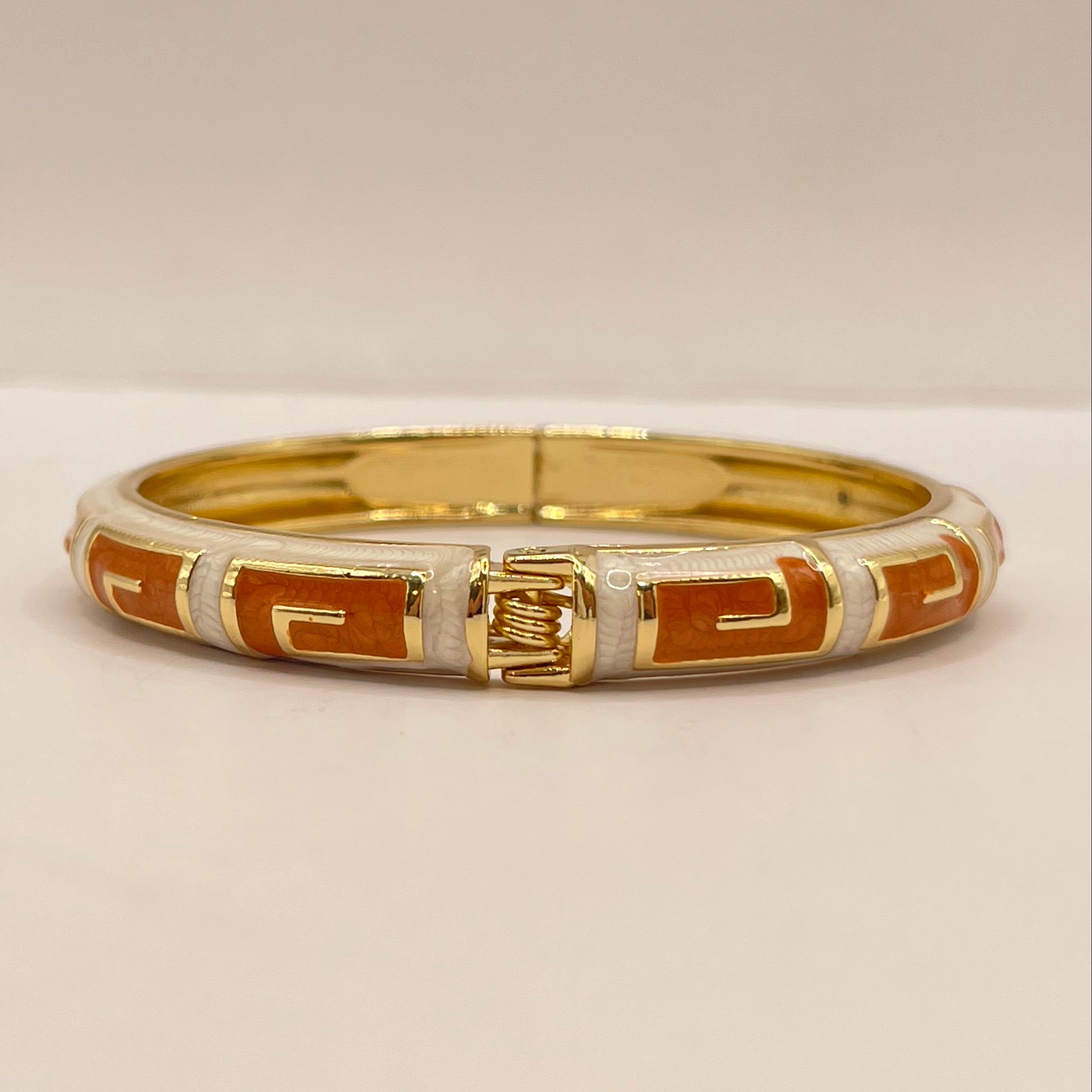 Greek Key Enamel Bangle