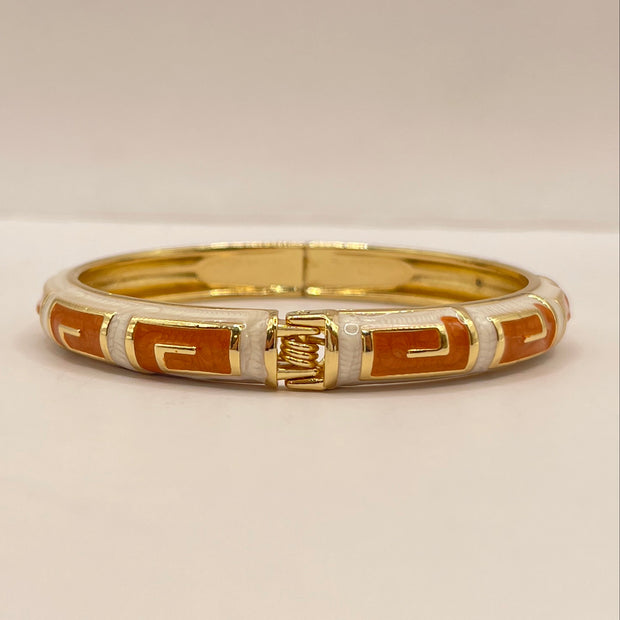 Greek Key Enamel Bangle