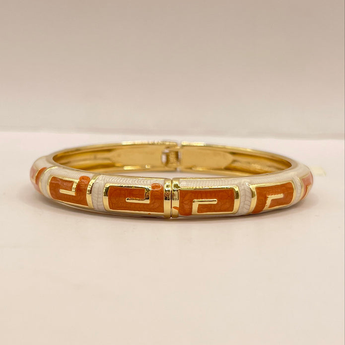 Greek Key Enamel Bangle