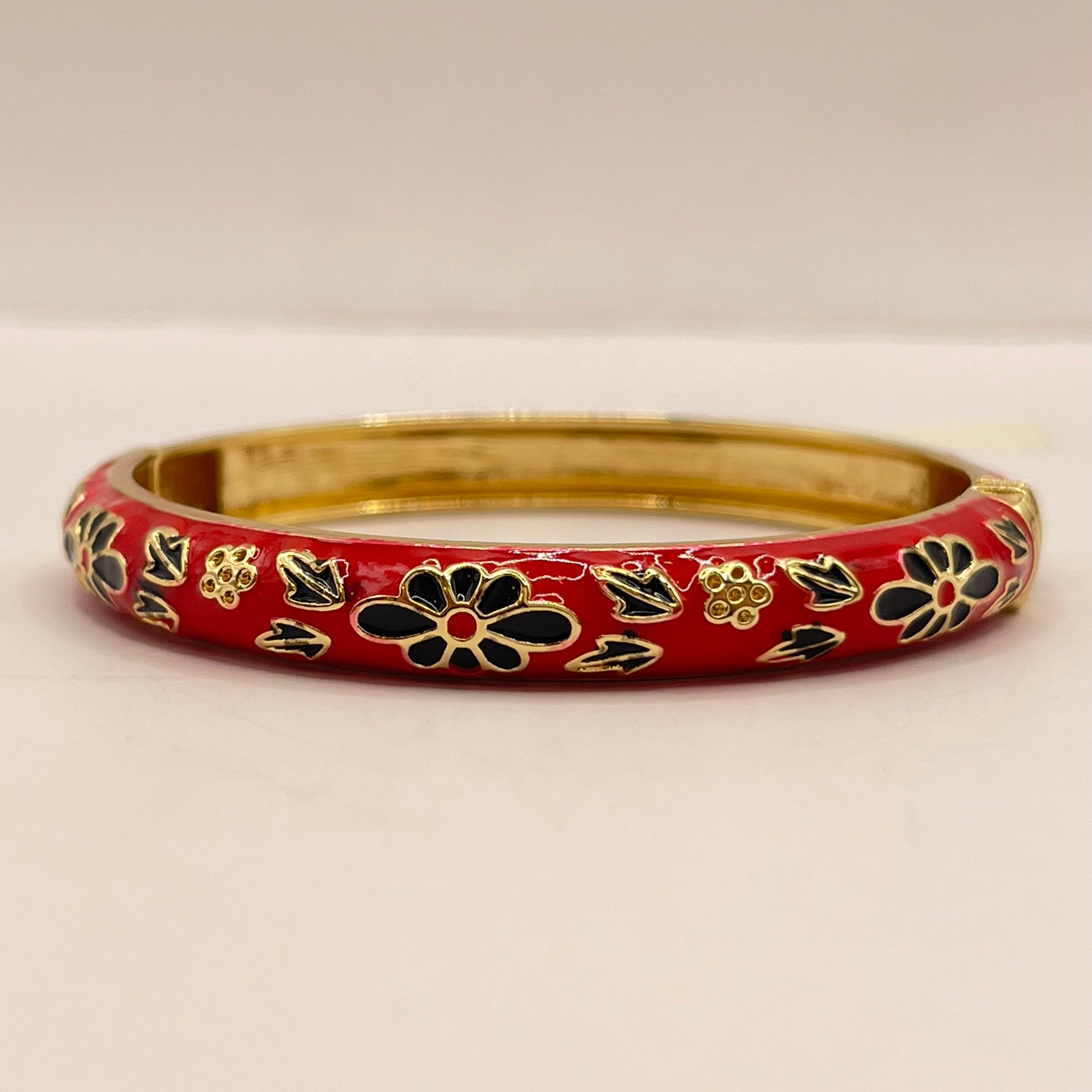 Noir Floral Enamel Bangle