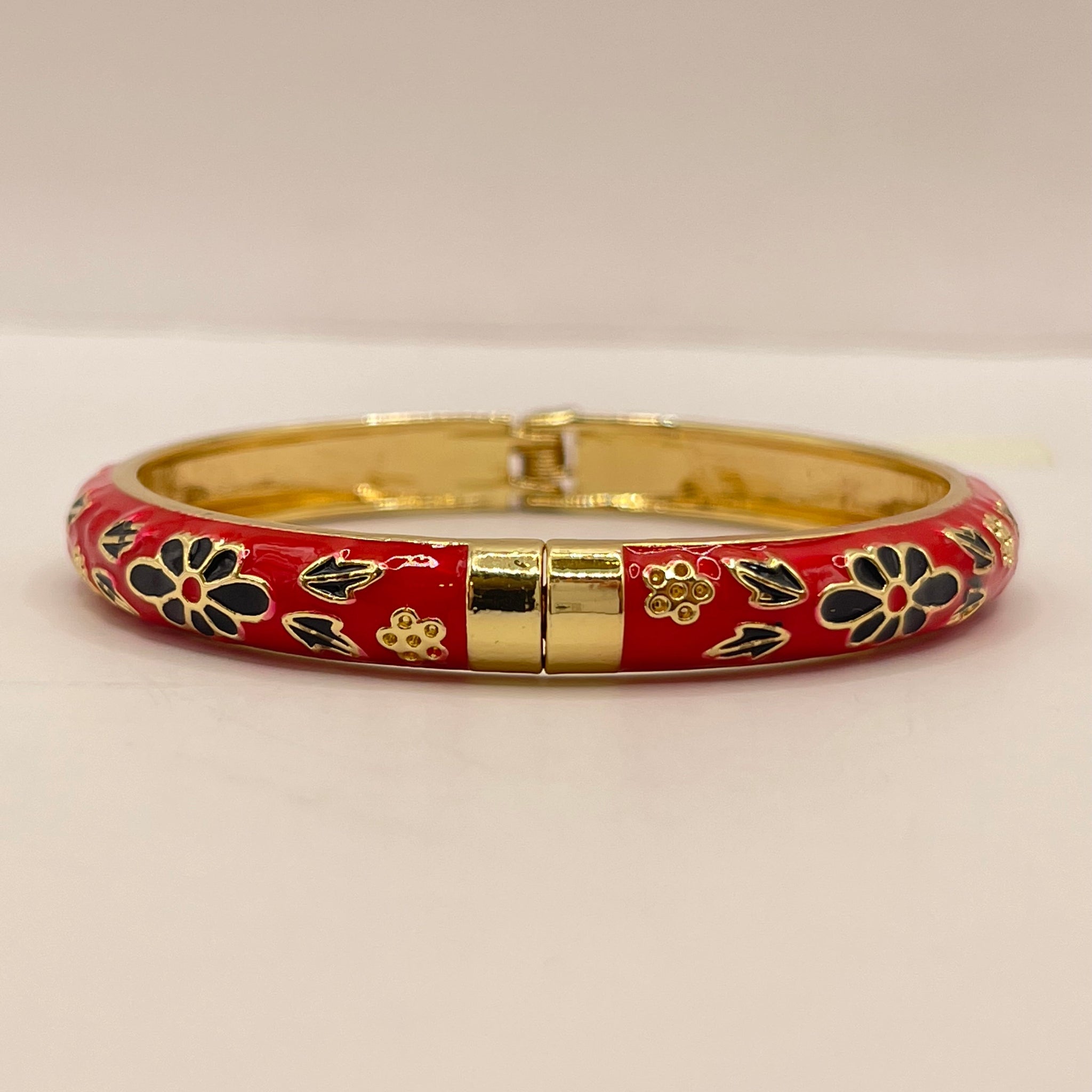 Noir Floral Enamel Bangle