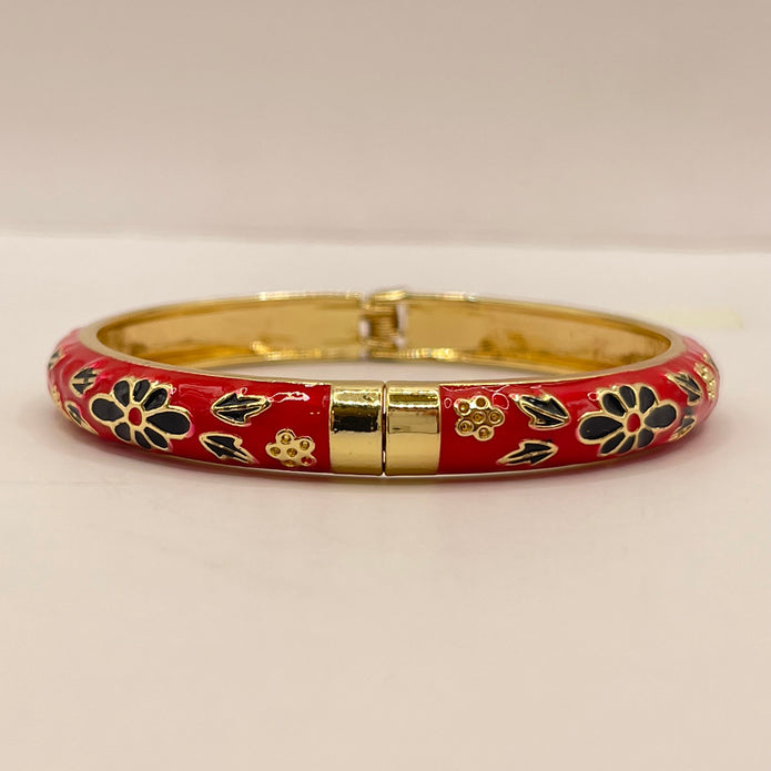 Noir Floral Enamel Bangle