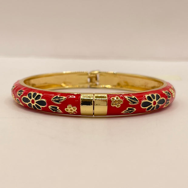 Noir Floral Enamel Bangle