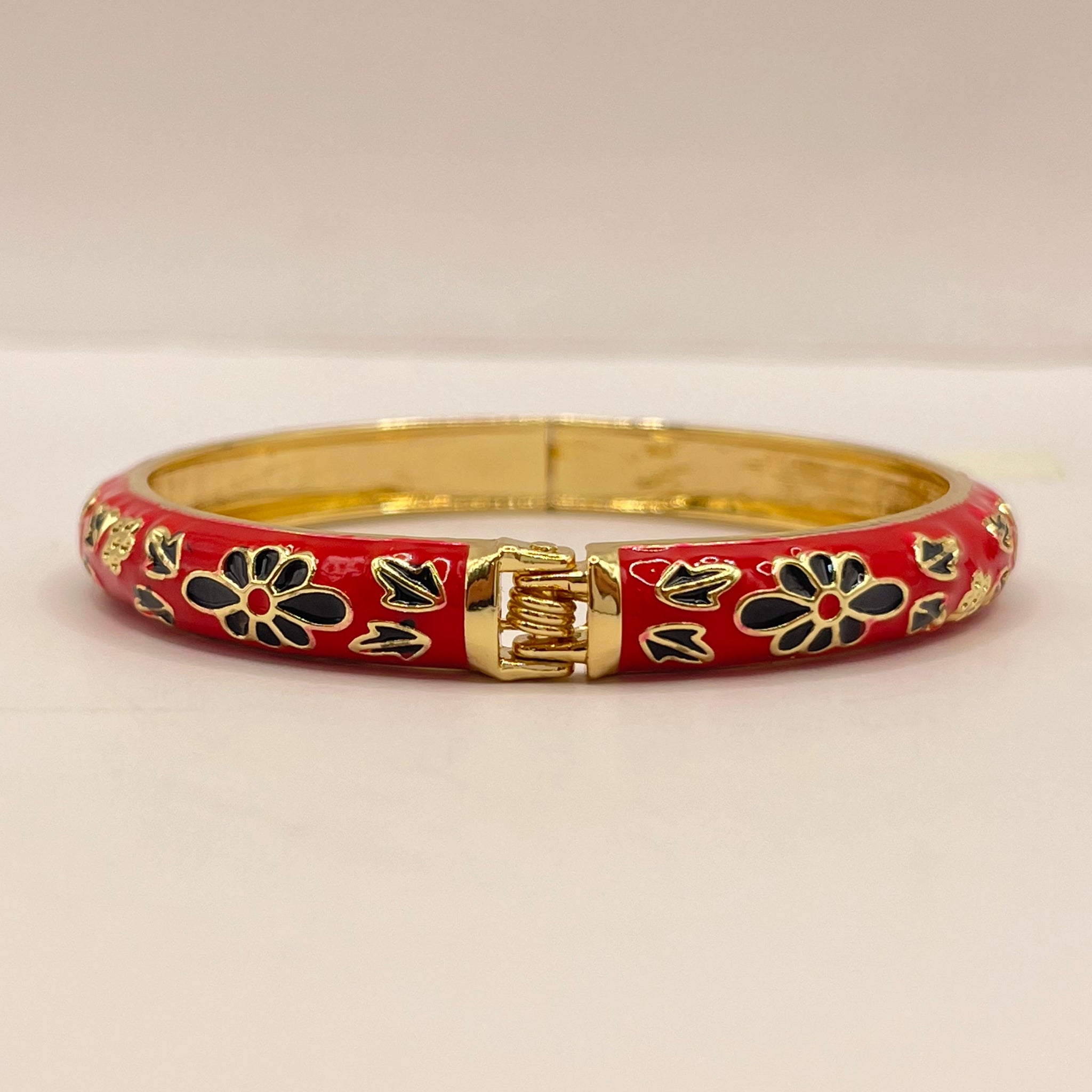 Noir Floral Enamel Bangle