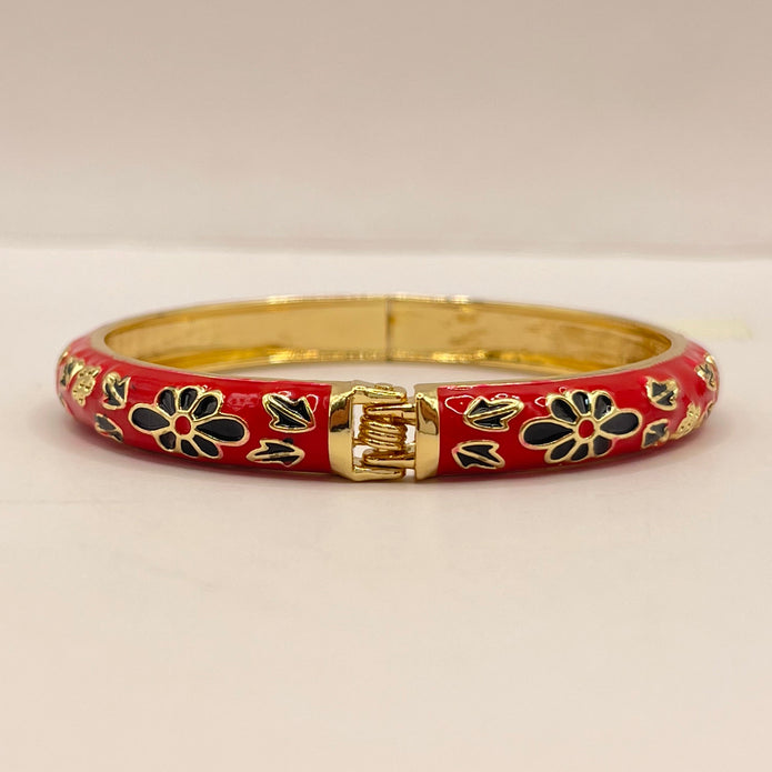 Noir Floral Enamel Bangle