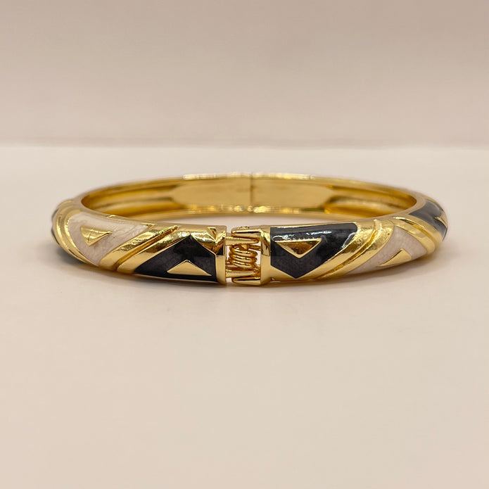 Onyx Chevron Enamel Bangle