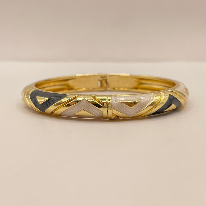 Onyx Chevron Enamel Bangle