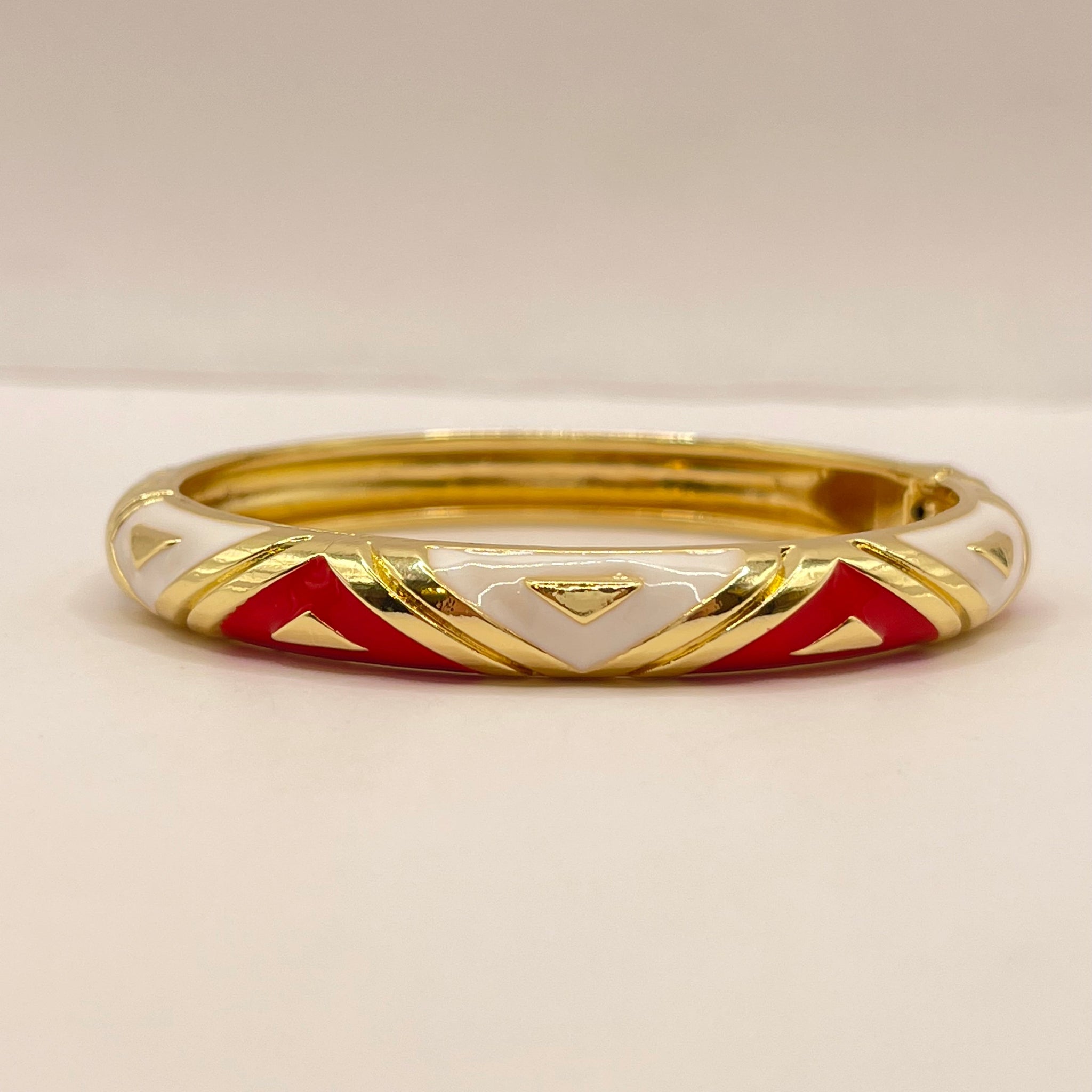 Scarlet Chevron Enamel Bangle