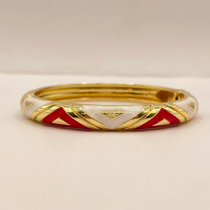 Scarlet Chevron Enamel Bangle