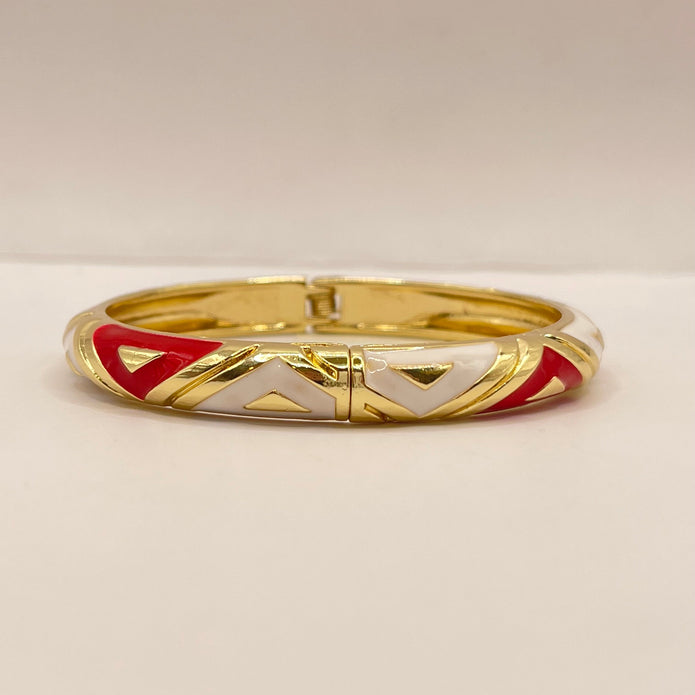 Scarlet Chevron Enamel Bangle