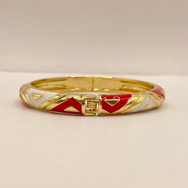 Scarlet Chevron Enamel Bangle