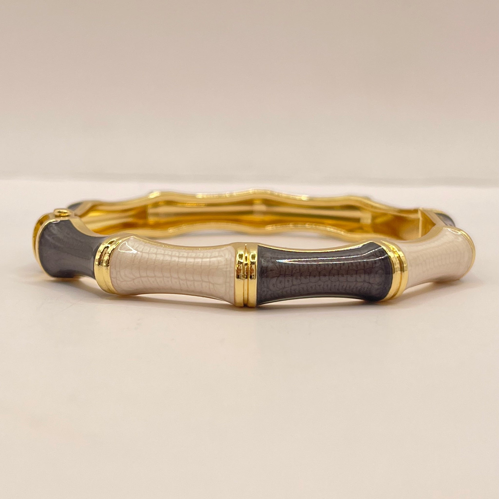 Smoke & Pearl Bamboo Enamel Bangle