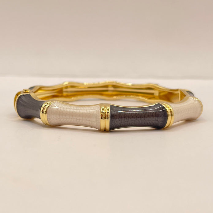 Smoke & Pearl Bamboo Enamel Bangle