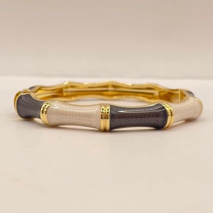 Smoke & Pearl Bamboo Enamel Bangle