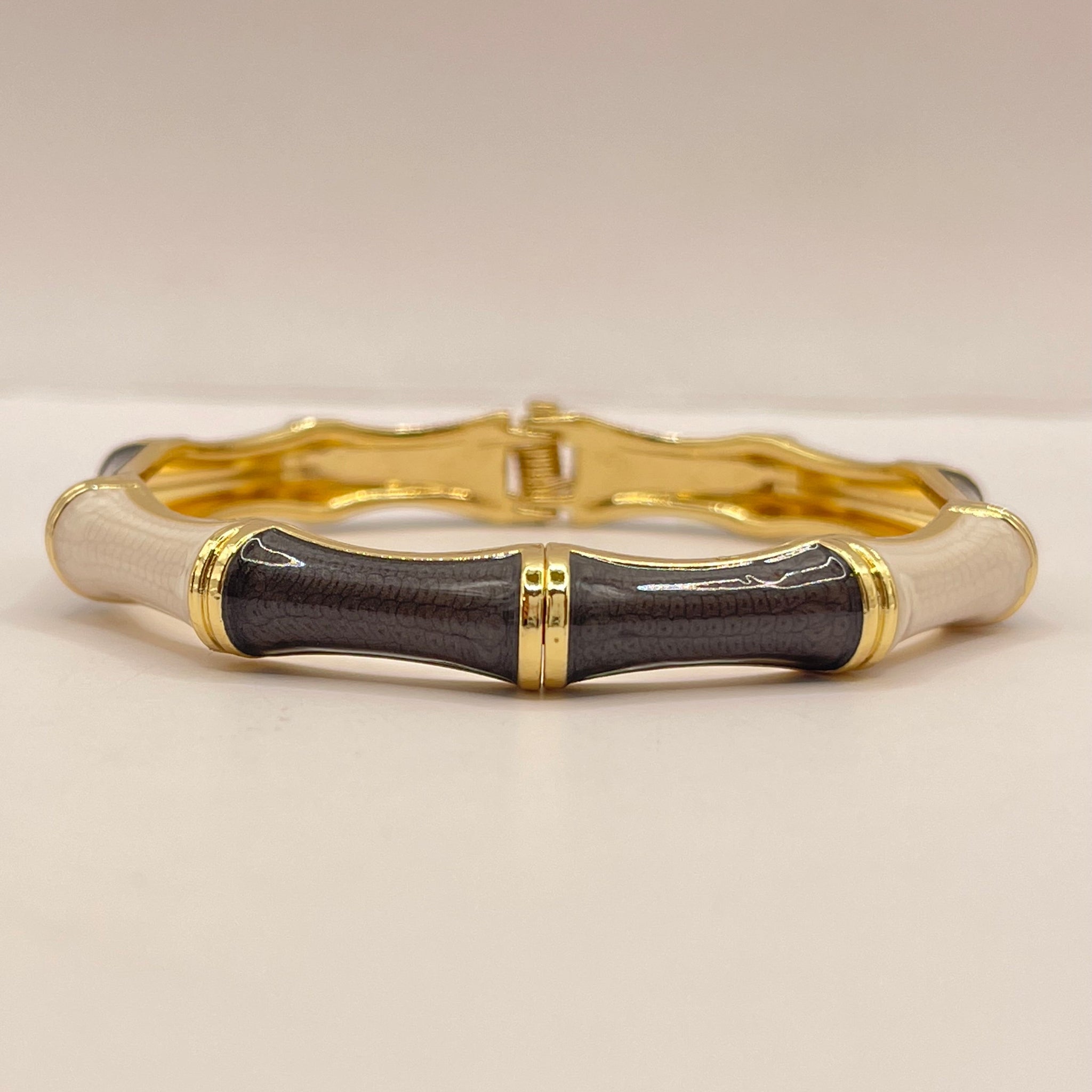Smoke & Pearl Bamboo Enamel Bangle
