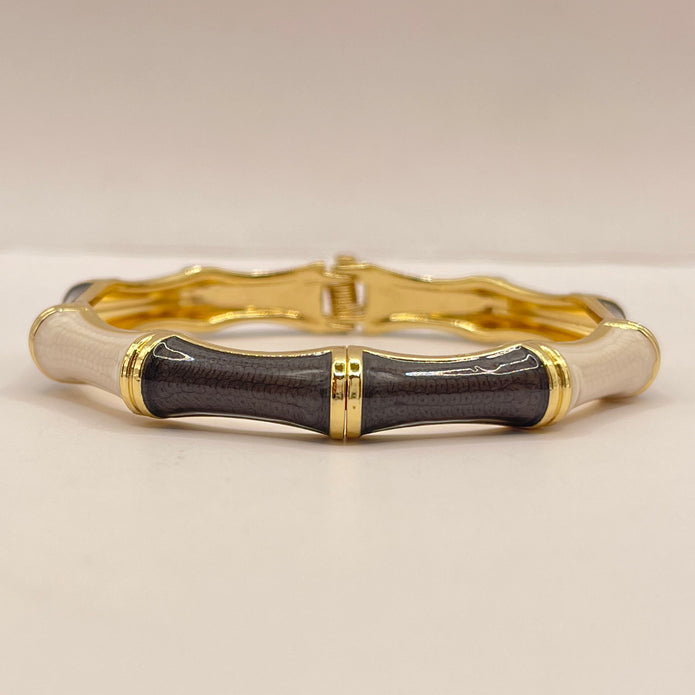 Smoke & Pearl Bamboo Enamel Bangle
