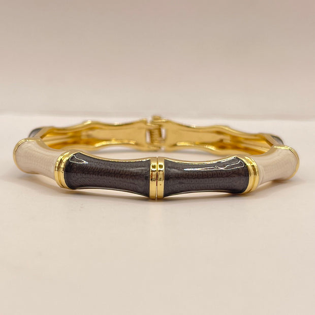 Smoke & Pearl Bamboo Enamel Bangle